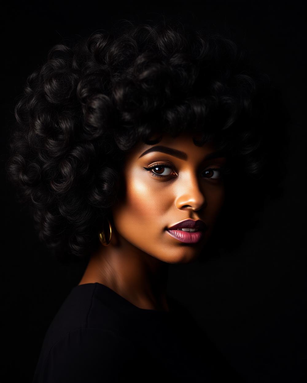 Client wearing a voluminous curly custom unit